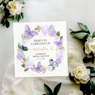 A Lifetime of Butterflies Purple Bridal Shower  Napkin