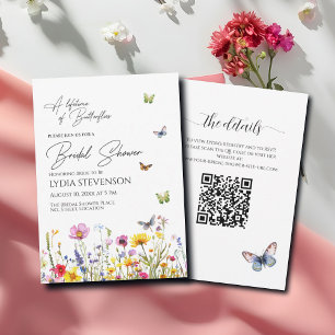 A Lifetime of Butterflies QR Code Bridal Shower Invitation