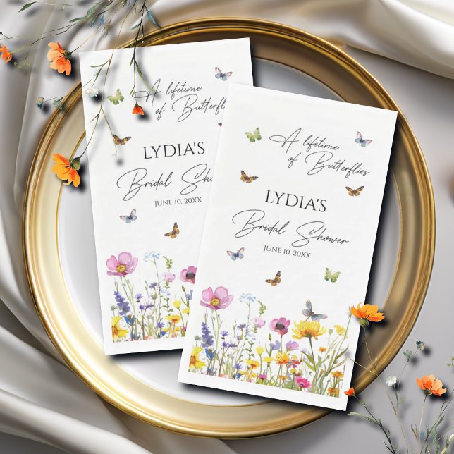 A Lifetime of Butterflies Wildflower Bridal Shower Napkin (Creator Uploaded)