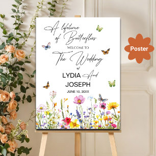 A Lifetime of Butterflies Wildflowers Wedding Poster