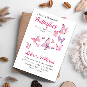 A Lifetime of Butterfly Pink Floral Bridal Shower Invitation