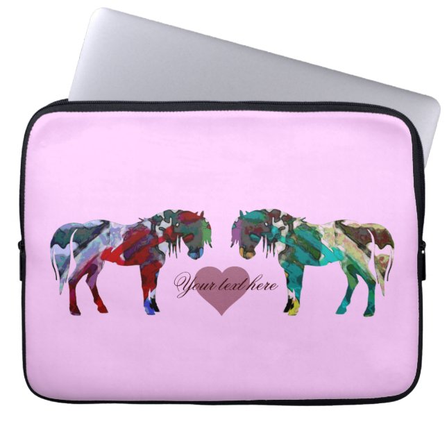 A Light Pink Ponies Laptop Sleeve (Front)