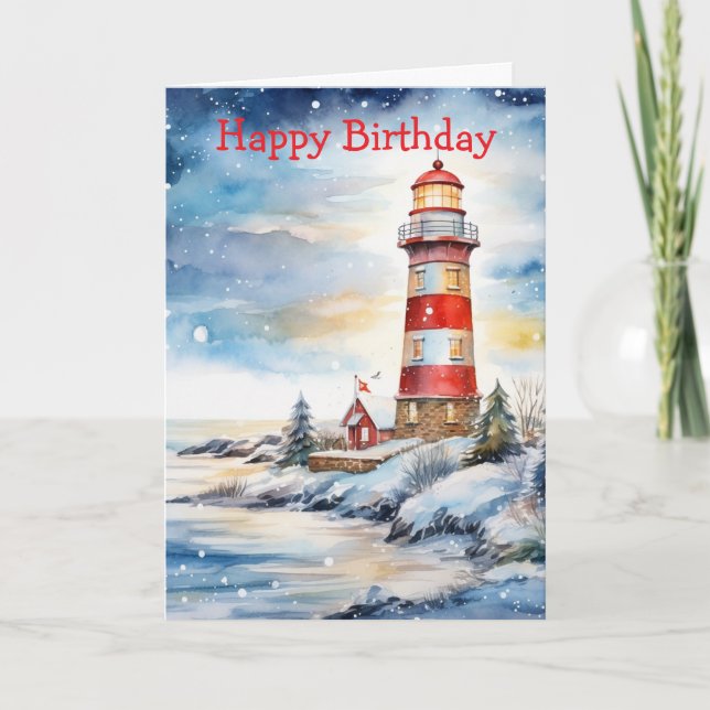 A Lighthouse in Winter Card (Front)