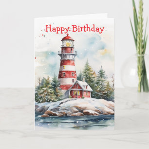 A Lighthouse in Winter Card