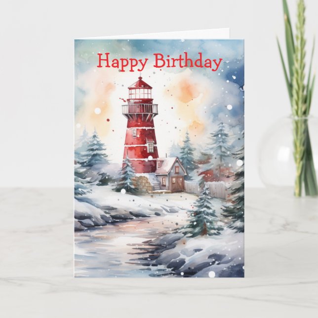 A Lighthouse in Winter Card (Front)