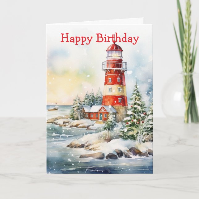 A Lighthouse in Winter Card (Front)