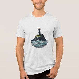 A lighthouse on a cliff Tri-Blend shirt
