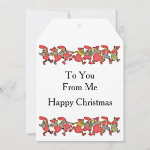 A Line of Dancing Gnomes Holiday Card