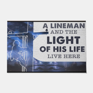 A Lineman And The Light Of His Life Funny Mat