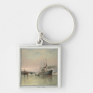 A Liner and Other Shipping before the Statue of Li Key Ring