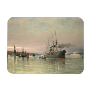A Liner and Other Shipping before the Statue of Li Magnet