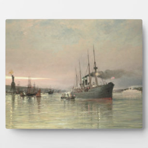 A Liner and Other Shipping before the Statue of Li Plaque