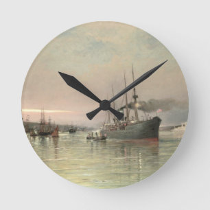 A Liner and Other Shipping before the Statue of Li Round Clock