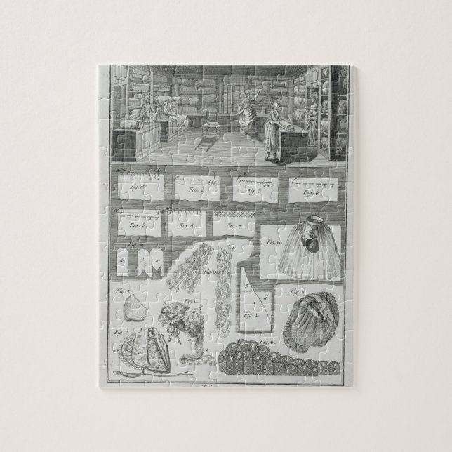 A lingerie maker's workshop and material, from the jigsaw puzzle (Vertical)