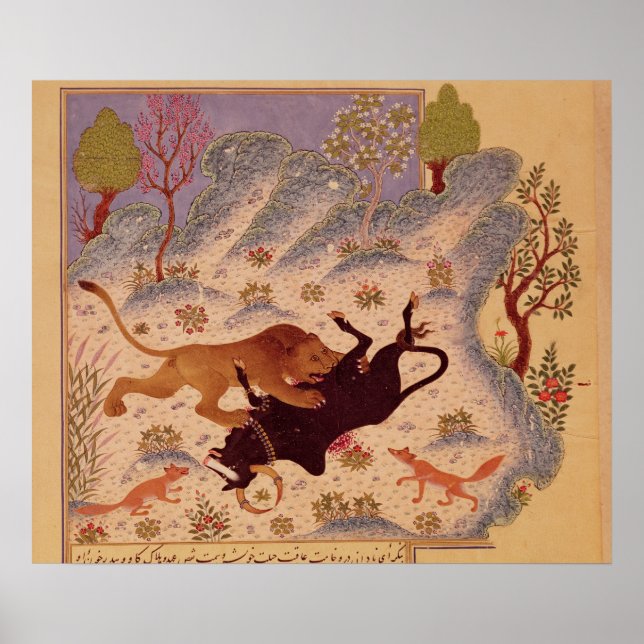 A Lion Attacking and Killing a Bull Poster (Front)