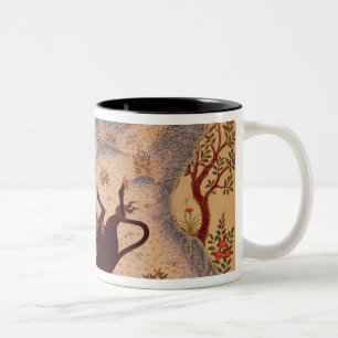 A Lion Attacking and Killing a Bull Two-Tone Coffee Mug
