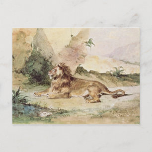 A Lion in the Desert, 1834 Postcard
