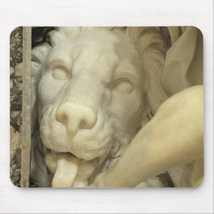 A Lion licking the foot of Daniel Mouse Pad