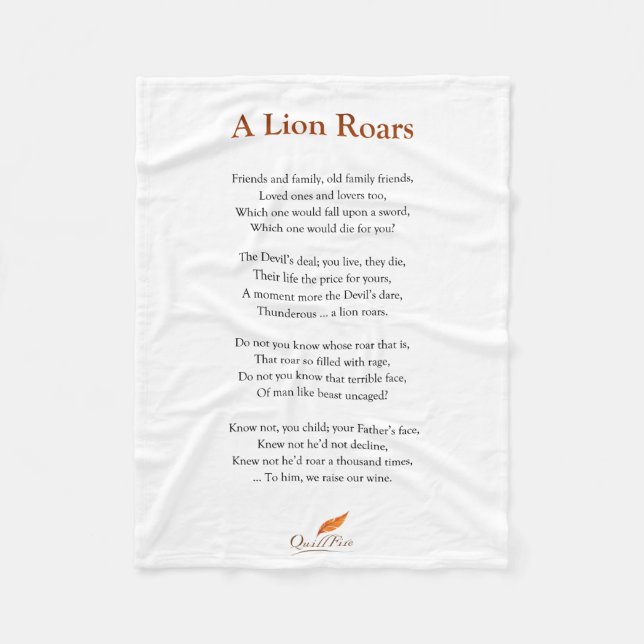A Lion Roars Poem on Blanket (Front)