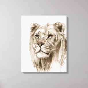 A Lion - Without Pride, Drawing, Sketch Art Canvas Print