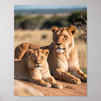 A Lioness with Her Cub