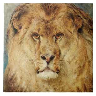 A Lion's Head (by Heywood Hardy) Ceramic Tile
