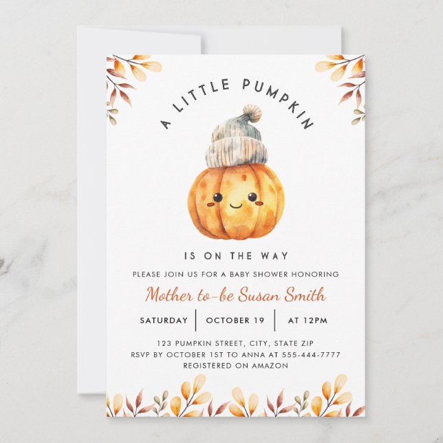 A Litte Pumpkin Fall Baby Shower Invitation (Front)