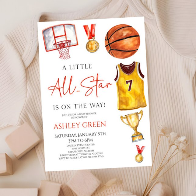 A Little All-Star Basketball Baby Shower Invitation (Creator Uploaded)