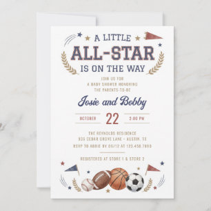 A Little All-Star Is on the Way Baby Shower Invitation