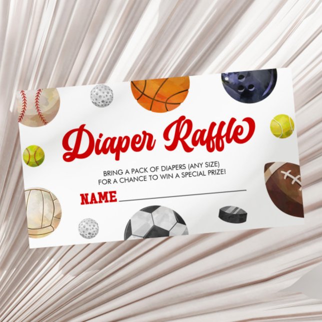 A Little Allstar Sports Baby Shower Diaper Raffle Enclosure Card (Creator Uploaded)