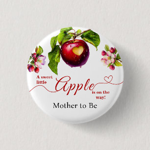 A Little Apple Is On The Way Fall Baby Shower 3 Cm Round Badge