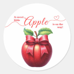 A Little Apple Is On The Way   Fall Baby Shower  Classic Round Sticker
