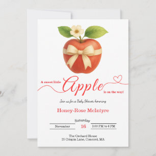 A Little Apple Is On The Way   Fall Baby Shower  Invitation