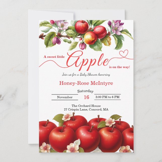 A Little Apple Is On The Way | Fall Baby Shower  Invitation (Front)