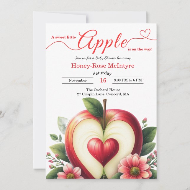 A Little Apple Is On The Way | Fall Baby Shower  Invitation (Front)