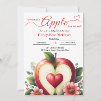 A Little Apple Is On The Way | Fall Baby Shower  Invitation