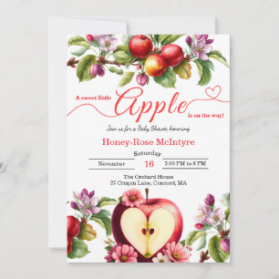 A Little Apple Is On The Way   Fall Baby Shower  Invitation