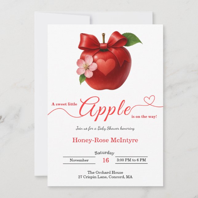 A Little Apple Is On The Way | Fall Baby Shower  Invitation (Front)