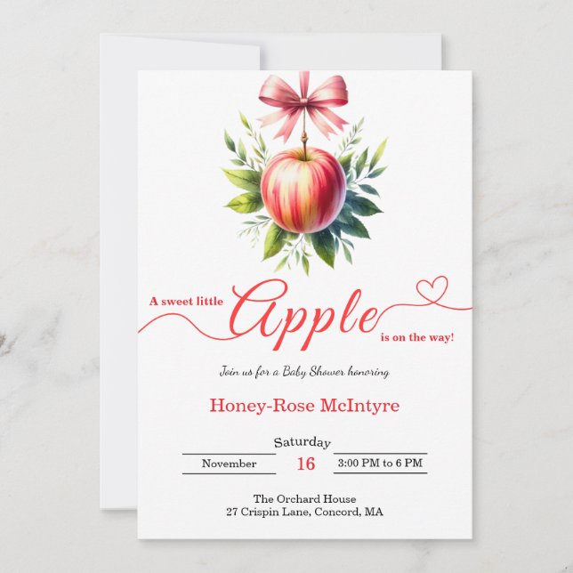 A Little Apple Is On The Way | Fall Baby Shower  Invitation (Front)