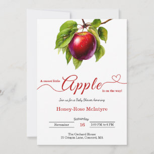 A Little Apple Is On The Way   Fall Baby Shower  Invitation