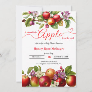 A Little Apple Is On The Way   Fall Baby Shower  Invitation