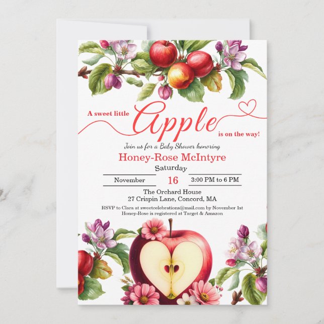 A Little Apple Is On The Way | Fall Baby Shower  Invitation (Front)