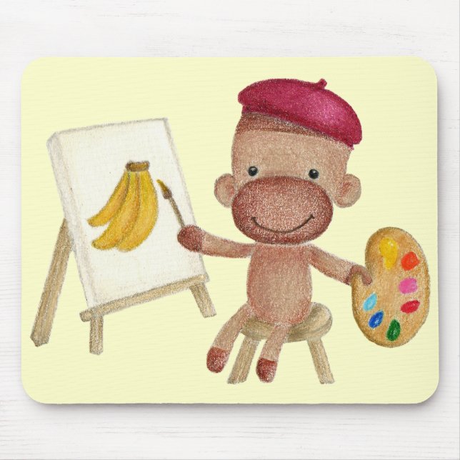 A Little Artist Socky the Sock Monkey Mousepad (Front)