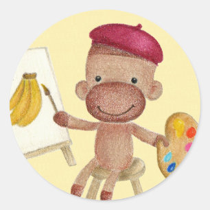 A Little Artist Socky the Sock Monkey Sticker