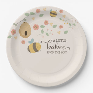 A little babee is on the way, bee baby shower  paper plate