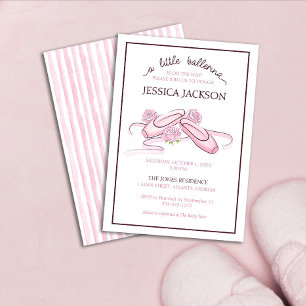 A Little Ballerina is on the Way Pink Ballet Shoes Invitation