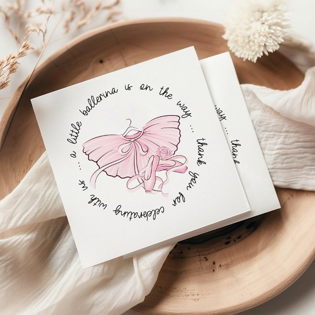 A Little Ballerina is on the Way Pink Ballet Shoes Napkin (Creator Uploaded)