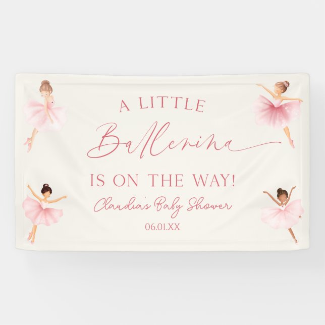 A Little Ballerina Pink Ballet Baby Shower Banner (Horizontal)