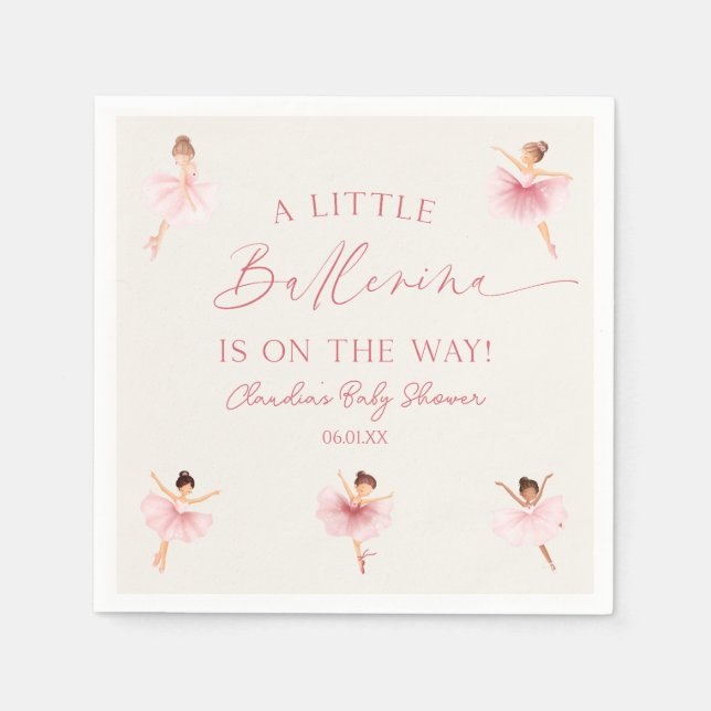 A Little Ballerina Pink Ballet Baby Shower Napkin (Front)