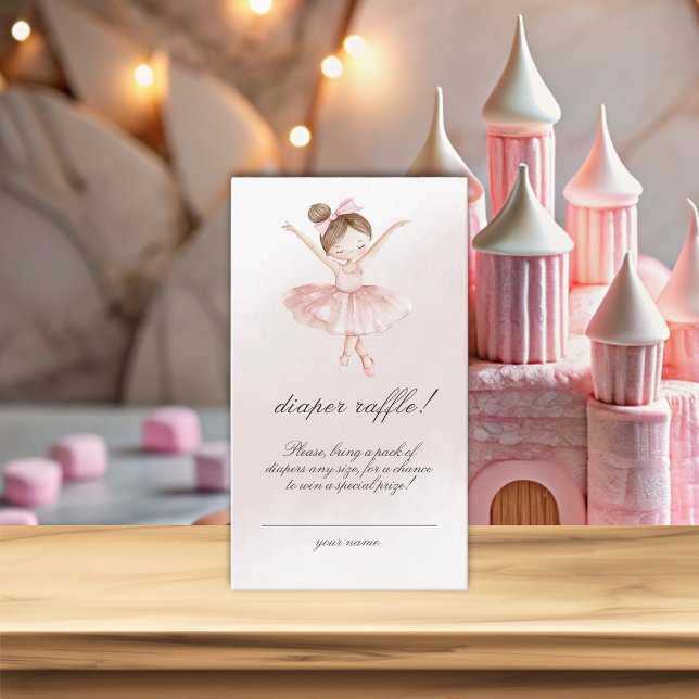A Little Ballerina Watercolor Diaper Raffle Enclosure Card (A Little Ballerina Watercolor Diaper Raffle Enclosure Card)